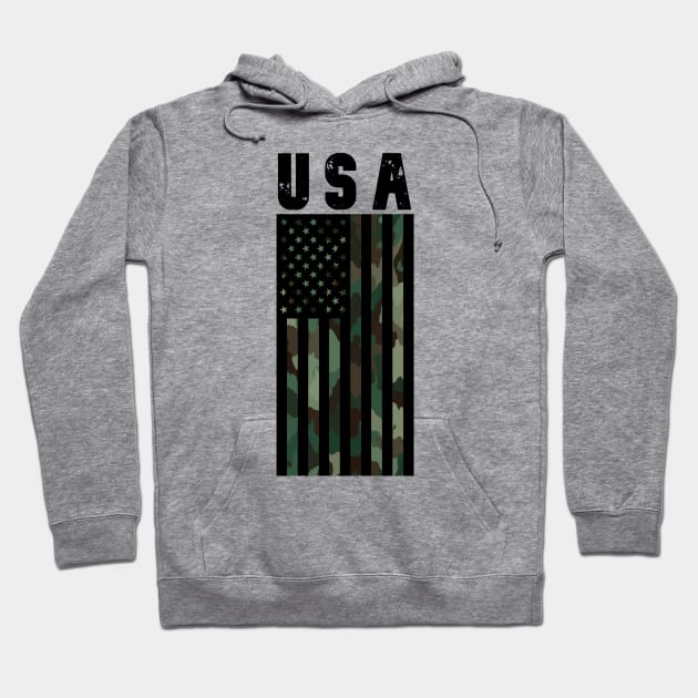 USA Camo Flag Hoodie by Designs by Dyer